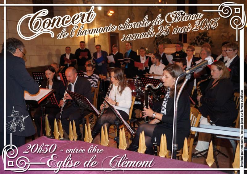 Affiche du concert de l'Harmonie Chorale de Brinon à Clémont 2013